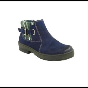 Earth Origins Water Repellent Suede Ankle Boots Tate Women Size 5.5 Blue QVC